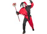 Costume Da Giullare Malvagio Rosso/Nero, Taglia:Xl