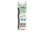 Pentel Arts SES15-4 Penna Con Punta In Fibra Pentelarts Penna A Pennello, Confezione Da 4, Basic