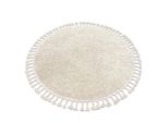 Tappeto Berber 9000 Cerchio Crema Frange Berbero Marocchino Shaggy Beige Ruota 120 Cm