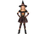 Costume Da Piccola Strega Zucca Per Bambini Nero E Colorato - 110/122 (5-7 Anni)