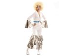 Costume Anni '70 Per Donna Costume Da Discoteca Carnevale Bianco-Argento-Blu