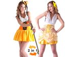 Sexy Costume Reversibile Da Principessa Dirndl Da Donna Bianco-Giallo - M