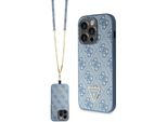Guess Guhcp14Lp4Tdscpb Iphone 14 Pro 6.1 Niebieski/Blu Custodia Rigida Crossbody 4G Logo In Metallo
