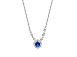 Kette Mit AnhäNger Zeeme "Silber 925 Rhodiniert Mit Zirkonia Blau Und Weiß", Weiß, Halsketten, Damen, 42+3Cm, Silber 925 (Sterlingsilber), L: 45 B: 10Mm, GläNzend, B:10Mm