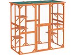 Recinto Per Gatti Da Esterno Wiltec 168 X 82 X 166,5 Cm Con 6 Aree Di Riposo, Recinto Per Gatti Da Giardino Resistente Alle Intemperie, Casa Per Gatti Con Rete Metallica E Tetto In Bitume