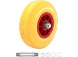 Wiltec Ruota Inpoliuretanoantiforatura 3.00-4 75 X 260 Mm 105 Kg, Ruota Per Carriola In Poliuretano E Gomma Piena Con Asse Passante, Ruota Per Carriola Antiforatura
