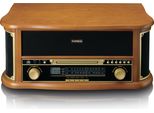 Giradischi Retrò In Legno Con Radio Am/Fm Bluetooth®, Codifica Usb, Lettore Cd, Lettore Di Cassette E Altoparlanti Integrati
