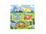 Viga Puzzle In Legno Con Tessere Dinosauri