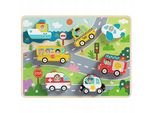 Tooky Toy Montessori Puzzle In Legno Veicoli Auto Aereo Barca Città Abbinamenti Forme