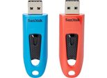 Sandisk Ultra, 64 Gb, Usb Type-A, 3.2 Gen 1 (3.1 Gen 1), 130 Mb/S, Slide, Blu, Rosso