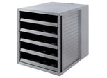 Han 14018-18 Cassettiera SCHRANK-SET Karma - A4/C4, 5 Cassetti Aperti, Grigio Ecologico