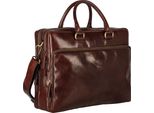 Leonhard Heyden Pelle Borsa Da Ufficio Con Scomparto Per Laptop Cambridge Zipped Briefcase 2 Compartments Red Brown Marrone