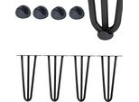 Set Di 4 Gambe A Forcella 30 Cm Nero, 3 Montanti, Acciaio 12 Mm, Protezioni Per Il Pavimento