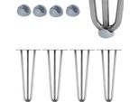 Set Di 4 Gambe A Forcella 60 Cm In Acciaio, 3 Montanti, Acciaio Tondo Da 12 Mm, Protezioni Per Il Pavimento
