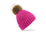 Beechfield B412 | Berretto In Pelliccia Da Uomo / Pom Pom In Pelliccia Sintetica - Colore: Fucsia - Taglia: Unica