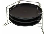 Zenker Set Pizza 4 Pezzi Paesi Speciali, Teglie Per Pizza Con Supporto, Teglie Rotonde Rivestite Per Pizza (Colore: Nero/Argento), Quantità: 1 Set