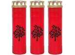 Candela Grave Rossa Confezione Da 3, Durata Di Combustione: 170 Ore (Per Candela), Motivo: Albero