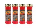 Candela Grave Rossa Confezione Da 4, Durata Di Combustione: 100 Ore (Per Candela), Motivo: Fogliame Cuore