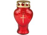 Candela Funebre In Vetro A Forma Di Cuore (Rosso), Candela Funebre Con Autonomia Di Circa 30 Ore