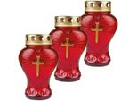 Lume Da Tomba In Vetro A Forma Di Cuore (Rosso), Confezione Da 3 Candele Da Tomba Con Autonomia Di Circa 45 Ore