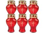 Candela Funebre In Vetro A Forma Di Cuore (Rosso), Confezione Da 6 Candele Funebri Con Autonomia Di Circa 30 Ore