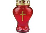 Candela Funebre In Vetro A Forma Di Cuore (Rosso), Candela Funebre Con Autonomia Di Circa 45 Ore