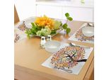 Tovagliette Abakuhaus Con Motivo Alberi, Foglie Primaverili Colorate, Stile Pastorale, Pittura Astratta, Design Pastorale, Tiscjdeco In Tessuto Resistente Al Lavaggio, Per Sala Da Pranzo E Cucina, Multicolore