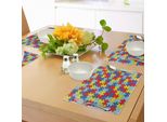 Abakuhaus Tovagliette Con Caricature, Puzzle Colorati, Tema Moda, Asilo Nido, Composizione Colorata, Decorazioni Per Tavola In Tessuto Resistente Al Lavaggio Per Sala Da Pranzo E Cucina, Multicolore