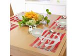 Abakuhaus Tovagliette Con Ancora, Ancora Da Barca Vintage Con Corda A Strisce, Stampa Artistica A Getto D'acqua, Tiscjdeco In Tessuto Resistente Al Lavaggio Per La Sala Da Pranzo E La Cucina, Vermiglio Crema E Bianco