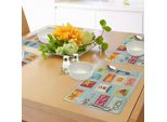Tovagliette Abakuhaus Con Motivi Marini, Tema Marino Con Faro E Ancora, Palme Con Spiaggia, Amanti Della Vela, Tiscjdeco In Tessuto Resistente Ai Colori Per La Sala Da Pranzo E La Cucina, Multicolore