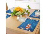Abakuhaus Tovagliette Boje, Salvagente In Tema Piscina Cristallina-Estate-Vacanze Rilassanti-Sport, Tiscjdeco In Tessuto Resistente Al Lavaggio Per Sala Da Pranzo E Cucina, Arancione Bianco Blu