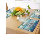 Abakuhaus Tovagliette Con Motivo A Ancora, Motivo Marittimo Con Ancora E Catena Su Sfondo Colorato A Zig Zag, Tovaglietta Decorativa In Tessuto Resistente Al Lavaggio Per La Sala Da Pranzo E La Cucina, Multicolore