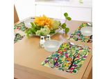 Tovagliette Abakuhaus Con Uccellini, Simpatici Uccellini Felici Che Cantano Su Vivaci Rami Di Alberi Con Foglie Primaverili Colorate, Tovagliette Decorative In Tessuto Resistente Ai Colori Per La Sala Da Pranzo E La Cucina, Multicolore