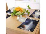 Tovagliette Abakuhaus Space, Fantascienza Della Galassia Natura Milkyway Atmosfera Pianeta Riepilogo, Tiscjdeco In Tessuto Resistente Al Colore Per La Sala Da Pranzo E La Cucina, Arancione Viola Nero
