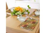 Tovagliette Abakuhaus Safari, Motivo Con Animali Africani, Silhouette Di Fauna Esotica, Cornice Vintage, Illustrazione, Tiscjdeco In Tessuto Resistente Al Lavaggio Per Sala Da Pranzo E Cucina, Nero E Marrone