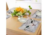 Tovagliette Abakuhaus Con Gatti, Simpatica Stampa Con Gattini, Primo Piano Di Gattini, Fotografia Digitale, Adorabile Animale Domestico, Decorazione Da Tavola In Tessuto Resistente Al Lavaggio Per Sala Da Pranzo E Cucina, Grigio Avorio