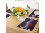 Abakuhaus Tovagliette Rosa, Scienza Per Bambini, Spazio, Galassia, Stampa Universo, Stelle, Astronomia, Nebulosa, Tema, Decorazioni Da Tavola In Tessuto Resistente Al Lavaggio Per Sala Da Pranzo E Cucina, Magenta E Nero