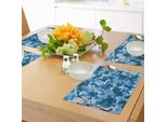 Tovagliette Abakuhaus Camo, Composizione Colorata Con Forme Astratte In Tonalità Blu Scuro E Chiaro, Tiscjdeco In Tessuto Resistente Al Lavaggio Per La Sala Da Pranzo E La Cucina, Blu E Azzurro