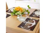Tovagliette Abakuhaus Marine, Tema Nautico Ancora Marina Acqua Anticato Rustico Legno Occidentale, Tiscjdeco In Tessuto Resistente Al Lavaggio Per Sala Da Pranzo E Cucina, Marrone Bianco Blu Vermilione