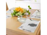 Tovagliette Abakuhaus Con Pinguini, Illustrazione Con Sagome Di Animali Polari Che Fanno La Doccia, Composizione Semplice, Decorazione Da Tavola In Tessuto Resistente Al Lavaggio Per La Sala Da Pranzo E La Cucina, Grigio E Bianco