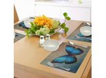 Abakuhaus Tovagliette Beige, Farfalla Vintage British Grunge Victorian Su Sfondo Stagionato Primavera, Tiscjdeco In Tessuto Resistente Al Colore Per La Sala Da Pranzo E La Cucina, Multicolore