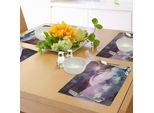 Tovagliette Abakuhaus Space, Pianeti In Uno Spazio Fantastico, Paesaggio Naturale Galaxy Print, Tiscjdeco In Tessuto Resistente Al Lavaggio Per La Sala Da Pranzo E La Cucina, Rosa Essiccata Rosa Chiaro Azzurro