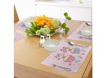 Tovagliette Abakuhaus Con Gufi, Due Coppie Di Gufi Su Cupcake Springtime Happiness Arte Romantica Per Bambini, Decorazioni Da Tavola In Tessuto Resistente Ai Colori Per La Sala Da Pranzo E La Cucina, Rosa Chiaro, Azzurro, Giallo