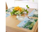 Tovagliette Abakuhaus Natur, Detain Cascata Guangxi Misty Jungle Forest Paesaggio Acquatico Immagine, Tiscjdeco In Tessuto Resistente Al Colore Per La Sala Da Pranzo E La Cucina, Multicolore Verde Felce