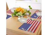 Abakuhaus Usa Tovagliette, Quarto Di Tela Del Giorno Dell'indipendenza Di Luglio, Che Sembra Un Colore Pastello Retrò Vintage Country, Tiscjdeco In Tessuto Resistente Al Colore Per La Sala Da Pranzo E La Cucina, Bianco Blu Rosso