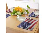 Abakuhaus Usa Tovagliette, Giorno Dell'indipendenza Commonwealth Patria Patriottismo Tavola Di Legno Rustica Immagine, Tiscjdeco In Tessuto Resistente Al Colore Per La Sala Da Pranzo E La Cucina, Blu Navy Bianco Rosso