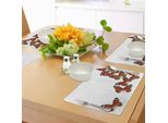 Abakuhaus Tovagliette A Forma Di Farfalla, Numeri Con Farfalle Monarca, Insetti Esotici Che Volano, Tiscjdeco In Tessuto Resistente Al Colore Per La Sala Da Pranzo E La Cucina, Marrone Scuro Calendula Arancione