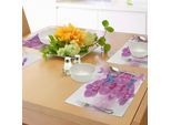 Tovagliette Abakuhaus Con Farfalle, Orchidea Con Riflessi Di Farfalle Su Acqua, Fiori, Botanica, Tiscjdeco In Tessuto Resistente Al Lavaggio Per Sala Da Pranzo E Cucina, Bianco, Rosa, Blu