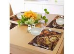 Abakuhaus Tovagliette Antiche, Lente D'ingrandimento, Bussola, Telescopio E Orologio Da Tasca Su Una Vecchia Mappa Nautica, Tovaglietta Decorativa In Tessuto Resistente Ai Colori Per La Sala Da Pranzo E La Cucina, Arancione, Giallo, Marrone