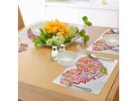 Abakuhaus Tovagliette Groovy, Stampa Con Motivo Floreale Hippie Colorato Cuore Primavera Felicità Gioia Desiderio Speranza Messaggio, Decorazione Da Tavola In Tessuto Resistente Al Lavaggio Per Sala Da Pranzo E Cucina, Multicolore